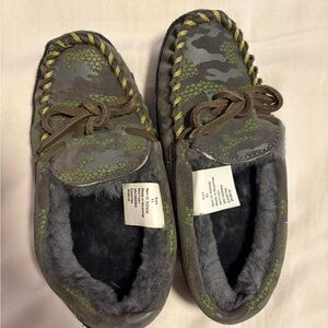 L.L. Bean Kids Moccasins - Green and Gray Camouflage